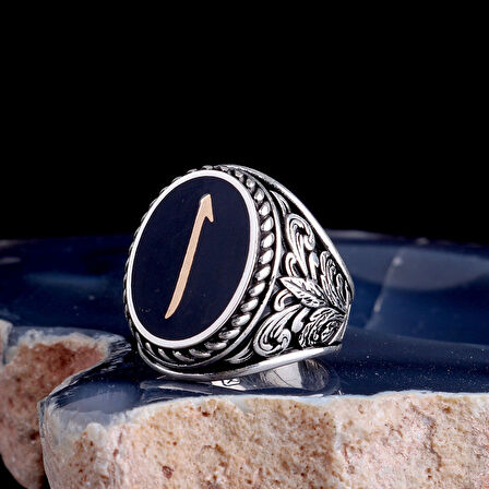 Arapça Elif Yazılı 925 Ayar Gümüş Erkek Yüzük