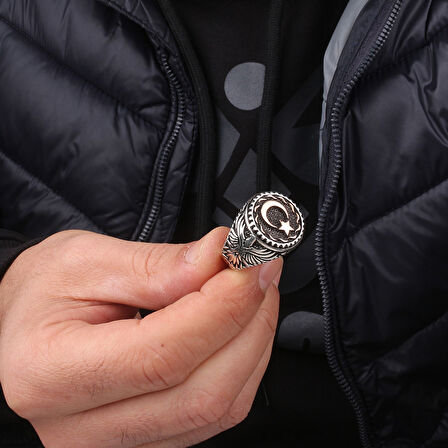 AYYILDIZ KARTAL MODEL 925 AYAR GÜMÜŞ ERKEK YÜZÜK