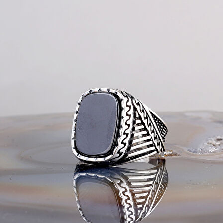 925 Ayar Gümüş Onix Taşlı Model Erkek Yüzük