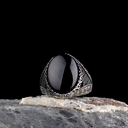 925 Ayar Gümüş Onix Taşlı Oval Model Erkek Yüzük