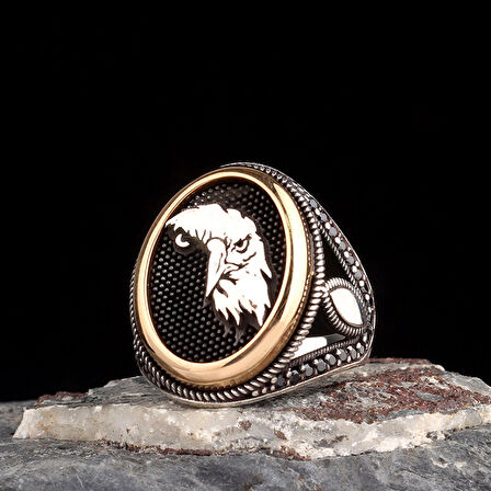 925 Ayar Gümüş Kartal Motifli Model Erkek Yüzük