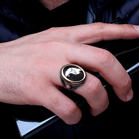 925 Ayar Gümüş Kartal Motifli Model Erkek Yüzük