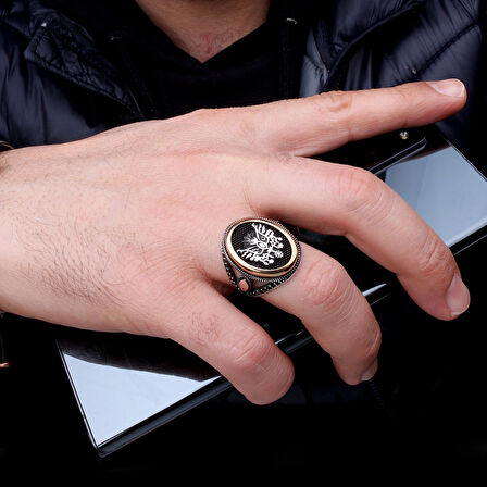 925 Ayar Gümüş Osmanlı Devlet Arması Motifli Model Erkek Yüzük