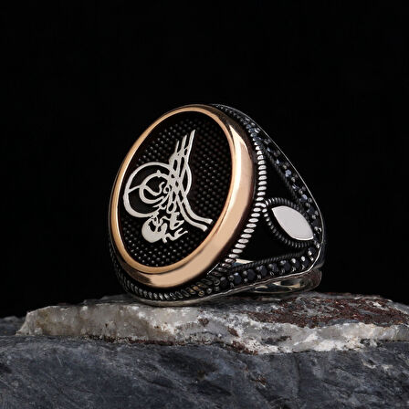 925 Ayar Gümüş Osmanlı Tuğrası Motifli Model Erkek Yüzük