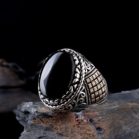 925 Ayar Gümüş Desen Motifli Erkek Model Yüzük