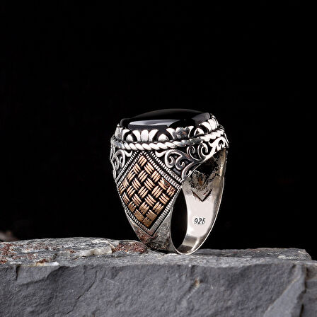 925 Ayar Gümüş Desen Motifli Erkek Model Yüzük