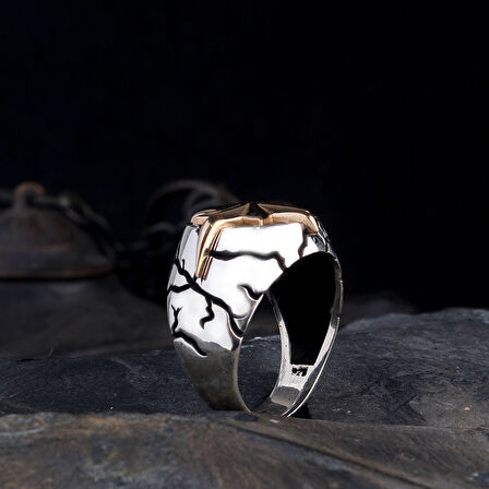 925 Ayar Gümüş Yön Pusulası Model Erkek Yüzük