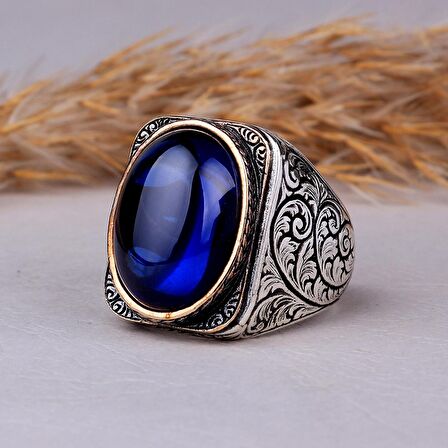 KALEM İŞLEME MOTİFLİ ZİRKON TAŞLI GÜMÜŞ YÜZÜK