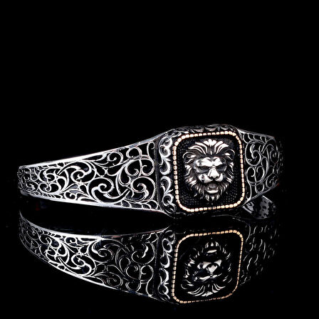 925 Ayar Gümüş Aslan Model Otantik Motif Erkek Bileklik