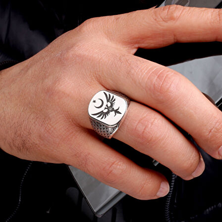 925 Ayar Gümüş Anka Kuşu Figürlü Erkek Yüzük