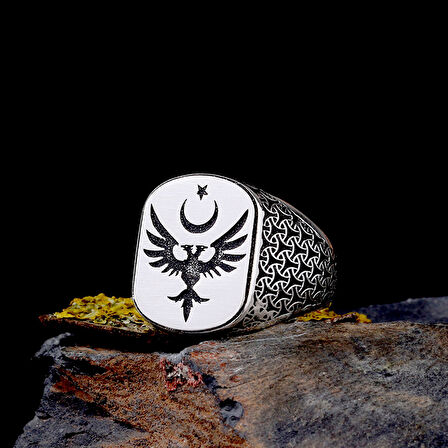 925 Ayar Gümüş Anka Kuşu Figürlü Erkek Yüzük