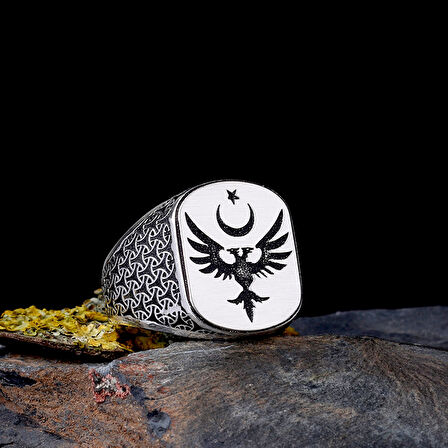 925 Ayar Gümüş Anka Kuşu Figürlü Erkek Yüzük