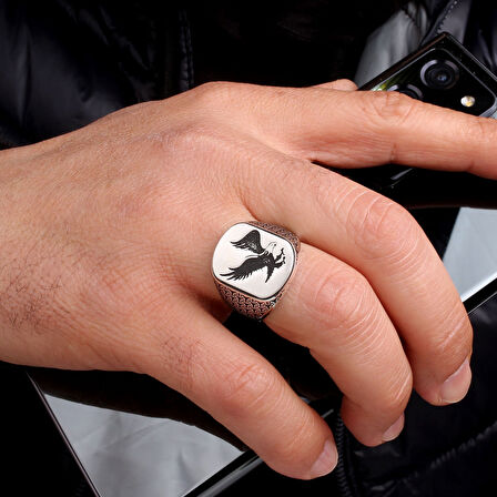 925 Ayar Gümüş Kartal Motifli Erkek Yüzük