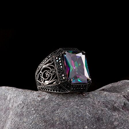 925 AYAR GÜMÜŞ MİSTİK TOPAZ TAŞLI YÜZÜK