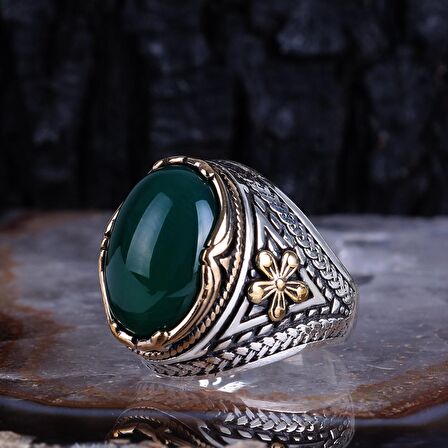 Akik Taşlı 925 Ayar Gümüş Erkek Yüzük