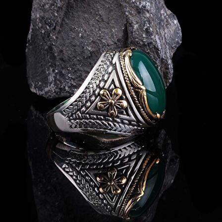 Akik Taşlı 925 Ayar Gümüş Erkek Yüzük