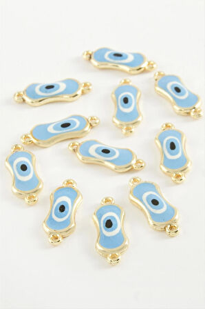 Oval Nazar Çift Kulplu Mineli Bileklik ve Kolye Ucu Aparatı 1 Adet