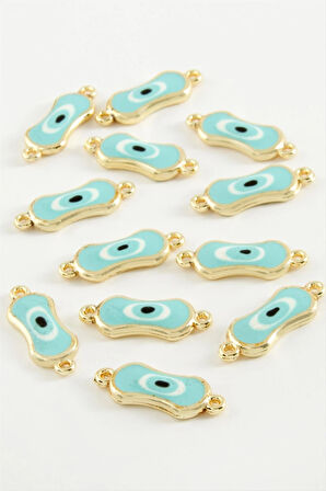 Oval Nazar Çift Kulplu Mineli Bileklik ve Kolye Ucu Aparatı 1 Adet