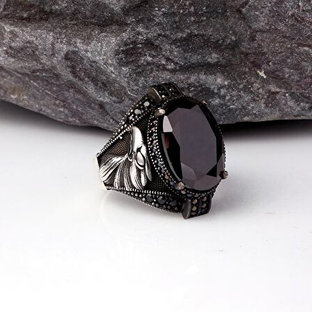 ZİRKON TAŞLI KARTAL MODEL ERKEK GÜMÜŞ YÜZÜK