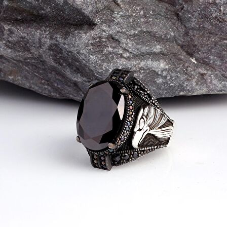 ZİRKON TAŞLI KARTAL MODEL ERKEK GÜMÜŞ YÜZÜK