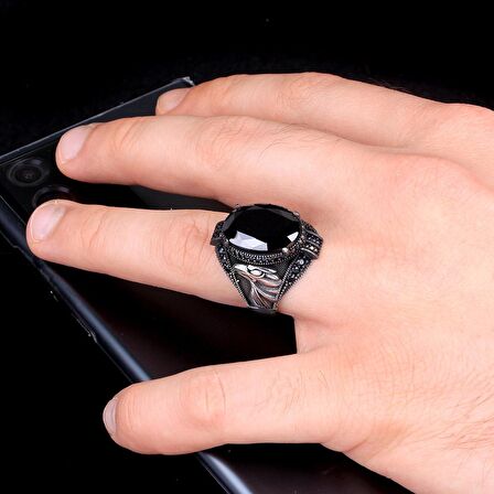 ZİRKON TAŞLI KARTAL MODEL ERKEK GÜMÜŞ YÜZÜK