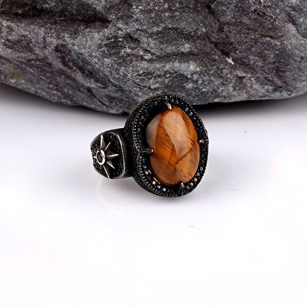 KAPLANGÖZÜ TAŞLI YILDIZ MODEL ERKEK GÜMÜŞ YÜZÜK