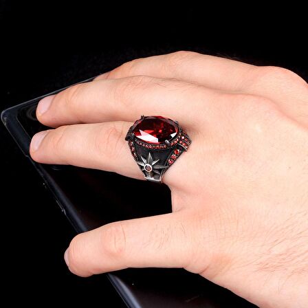 ZİRKON TAŞLI YILDIZ MODEL ERKEK GÜMÜŞ YÜZÜK