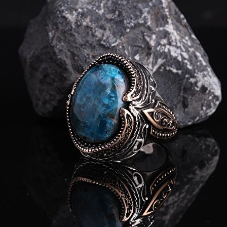 AZURİT TAŞLI 925 AYAR ERKEK GÜMÜŞ YÜZÜK