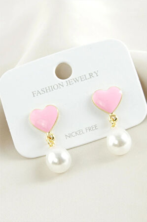 Kalp Mineli İnci Küpe