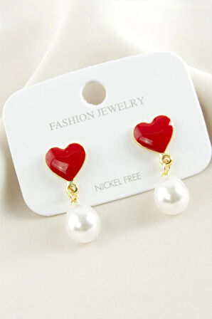 Kalp Mineli İnci Küpe