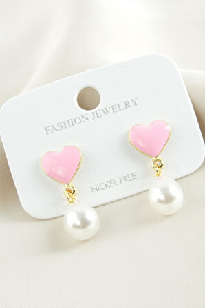 Kalp Mineli İnci Küpe