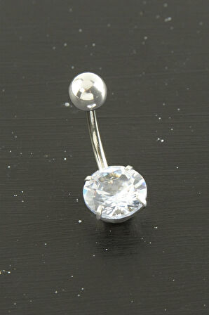 Yuvarlak Zirkon Taşlı Çelik Piercing 1 Adet