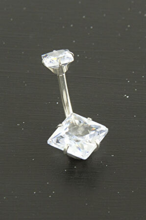 Kare Zirkon Taşlı Çelik Piercing 1 Adet