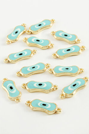 Oval Nazar Çift Kulplu Mineli Bileklik ve Kolye Ucu Aparatı 1 Adet