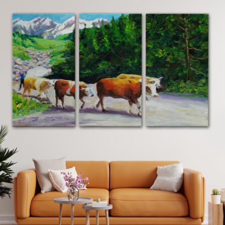 Harita Sepeti Otlayan Boğa Kanvas Duvar Tablosu-1183