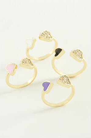 Kalp Taşlı Mineli Eklem Yüzük