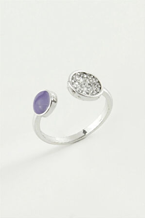 Yuvarlak Taşlı Mineli Eklem Yüzük