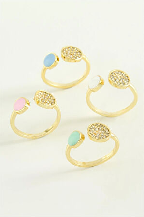 Yuvarlak Taşlı Mineli Eklem Yüzük