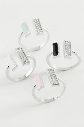 Dikdörtgen Taşlı Mineli Eklem Yüzük