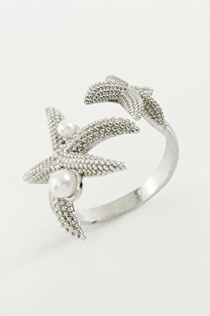 Deniz Yıldızı İnci Metal Yüzük