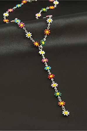 Papatya Mineli Çelik Y Kolye