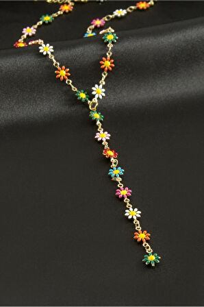 Papatya Mineli Çelik Y Kolye