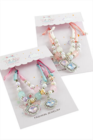 2 Adet Çiçek Zirkon Taşlı Lüks İp Bileklik