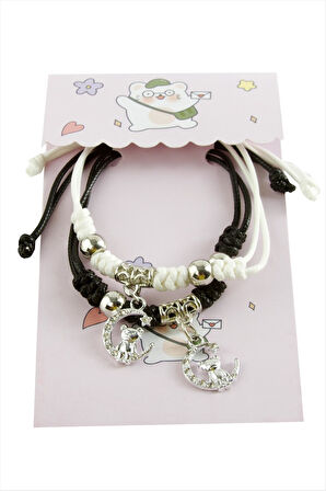 2 Adet Ayıcık Zirkon Taşlı Lüks İp Bileklik