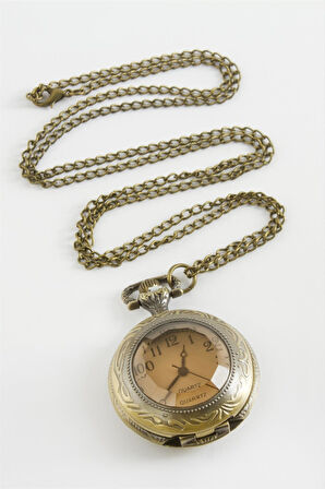 Çiçek İşlemeli Kolye Saat