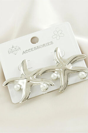 Deniz Yıldızı Metal İnci Küpe