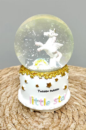 Unicorn Pilli Müzikli Işıklı Kar Küresi (Orta Boy)
