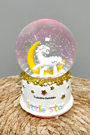Unicorn Pilli Müzikli Işıklı Kar Küresi (Orta Boy)