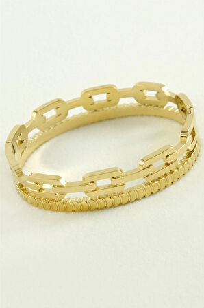 Zincir Şekilli Lüks Çelik Kelepçe Bileklik