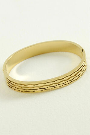 Oval Lüks Çelik Kelepçe Bileklik